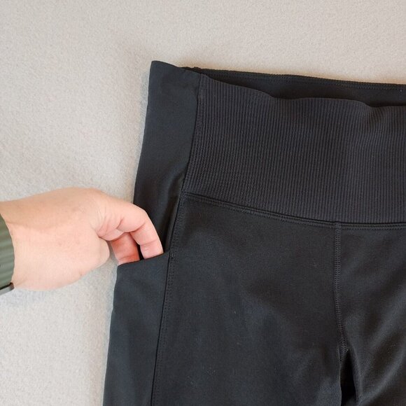 Athleta Leggings Womens Sm Black Excursion Hybrid Ribbed Pockets Classic Workout - Picture 2 of 11
